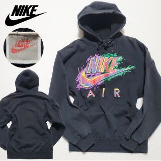 ナイキ(NIKE)の【極稀少】NIKE　パーカー ビッグ スウッシュペイントロゴ  銀タグ 黒 XL(パーカー)