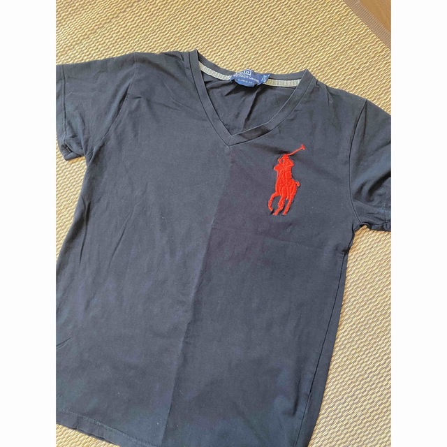 POLO RALPH LAUREN(ポロラルフローレン)のラルフローレン Vネック Tシャツ　ブラック　ワンポイント　サイズM レディースのトップス(Tシャツ(半袖/袖なし))の商品写真