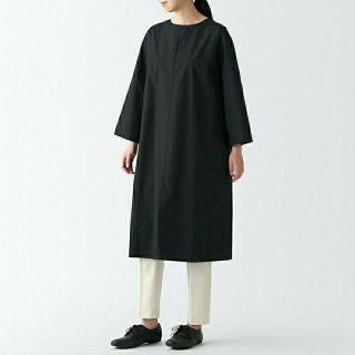 ムジルシリョウヒン(MUJI (無印良品))の≪新品≫  無印良品 高密度織りボートネックワンピース／黒／Ｍ(ひざ丈ワンピース)