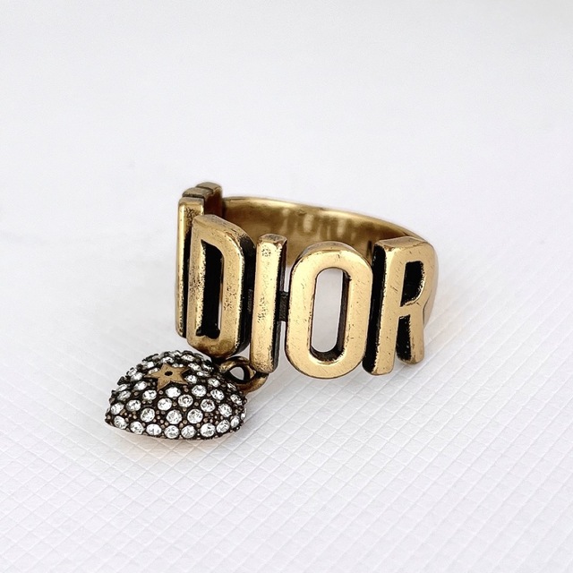 Dior ディオール リング 指輪 3連 パール チェーン クリスタル 新品同様-