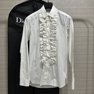 SAINT LAURENT 14AW FRILL WHITE SHIRT