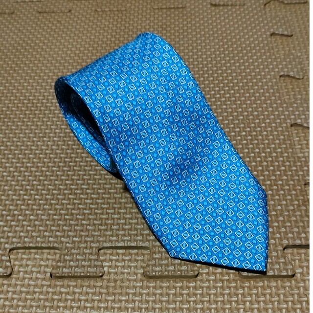 タグ付き 未使用 ブリューワー ブルー 小紋 ネクタイ イタリア製