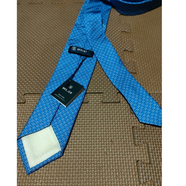 タグ付き 未使用 ブリューワー ブルー 小紋 ネクタイ イタリア製