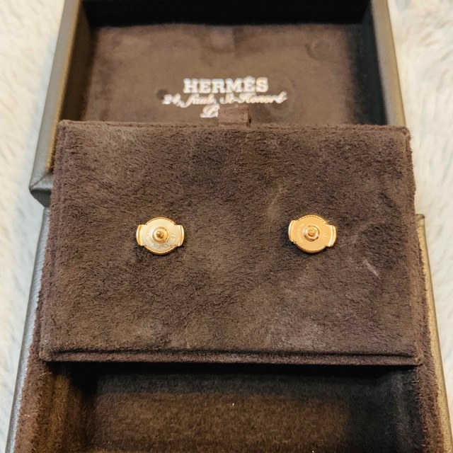 HERMES - エルメス ニューファランドール ボタンピアス ローズ