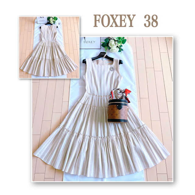 FOXEY 2020年リネンティアードワンピース38 極美品　Rene