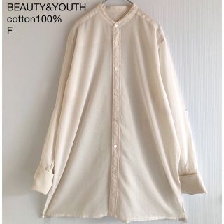 ビューティアンドユースユナイテッドアローズ(BEAUTY&YOUTH UNITED ARROWS)の103B&Yコットン100％オーガンジーシアーバンドカラーシャツFベージュ(シャツ/ブラウス(長袖/七分))