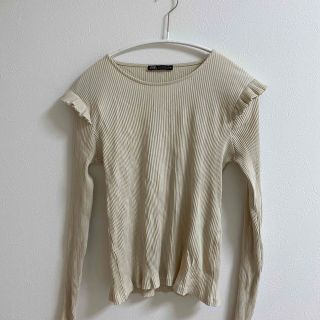 ザラ(ZARA)のZARA 長袖 フリル トップス(Tシャツ(長袖/七分))