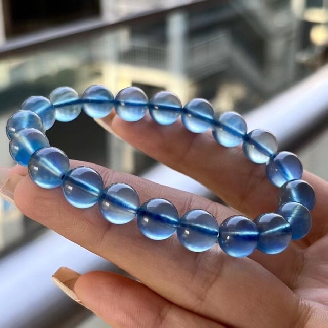 ⭐︎【天然】アクアマリン ブレスレット 9.8mm - ブレスレット/バングル