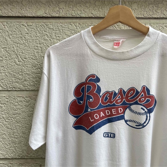 80s 90s USA製 白Tシャツ プリント 野球 満塁 vintage