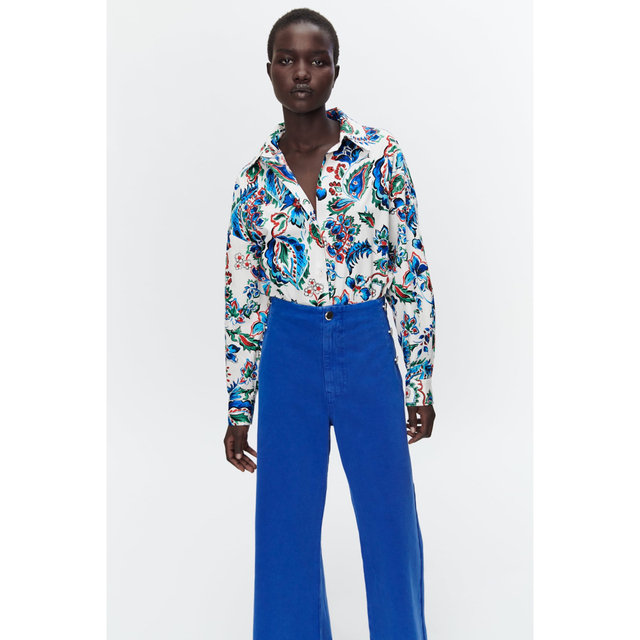 新品 ZARA ザラ シャツ トップス 花柄 ボタニカル柄 ペイズリー柄 人気