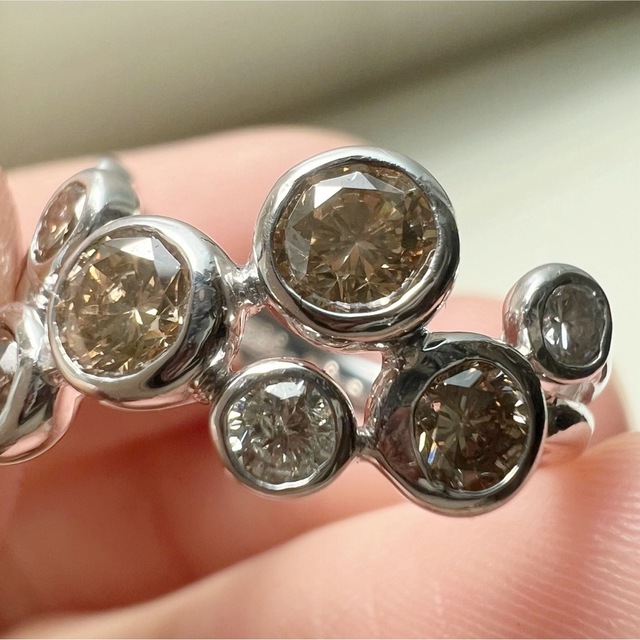 k18 ダイヤモンドリング 1.20ct デザインリング ブラウンダイヤ 18金 レディースのアクセサリー(リング(指輪))の商品写真