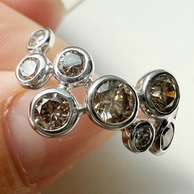 k18 ダイヤモンドリング 1.20ct デザインリング ブラウンダイヤ 18金 レディースのアクセサリー(リング(指輪))の商品写真