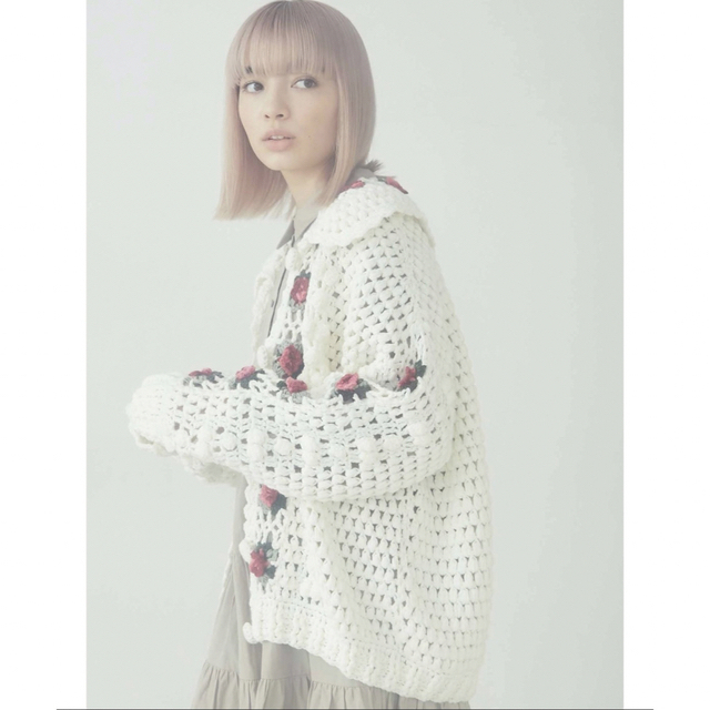 美品 merry jenny ニット カーディガン 花柄 クロシェ 人気
