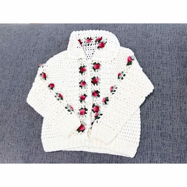 美品 merry jenny ニット カーディガン 花柄 クロシェ 人気