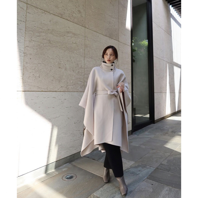 ブラシ付き!アニュアンス anuans ウールポンチョコート ICEGRAY