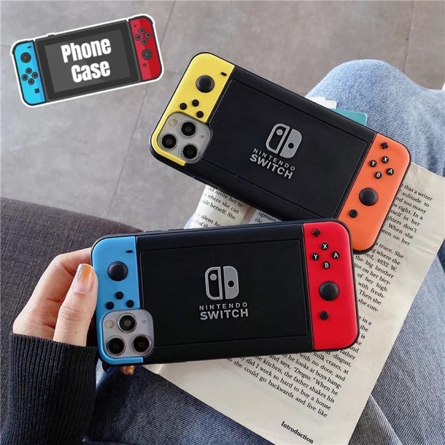 ★iPhone14用★ Nintendo Switch風 カバー レッド×ブルー