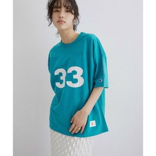 アダムエロぺファム(ADAM ET ROPE' FEMME)の【ブルー（44）】【Champion for ADAM ET ROPE'】EX Reverse Weave Football T(カットソー(長袖/七分))