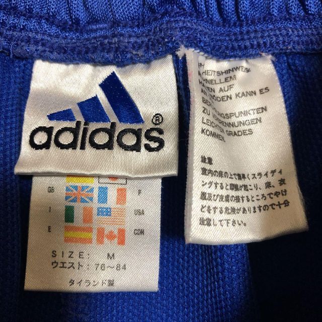 90〜00s adidas ジャージ ハーフパンツ 青 M 3本ライン 刺繍