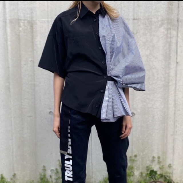 【美品】Whip staff  STOLE LAYERED SHIRT BLUE レディースのトップス(シャツ/ブラウス(半袖/袖なし))の商品写真