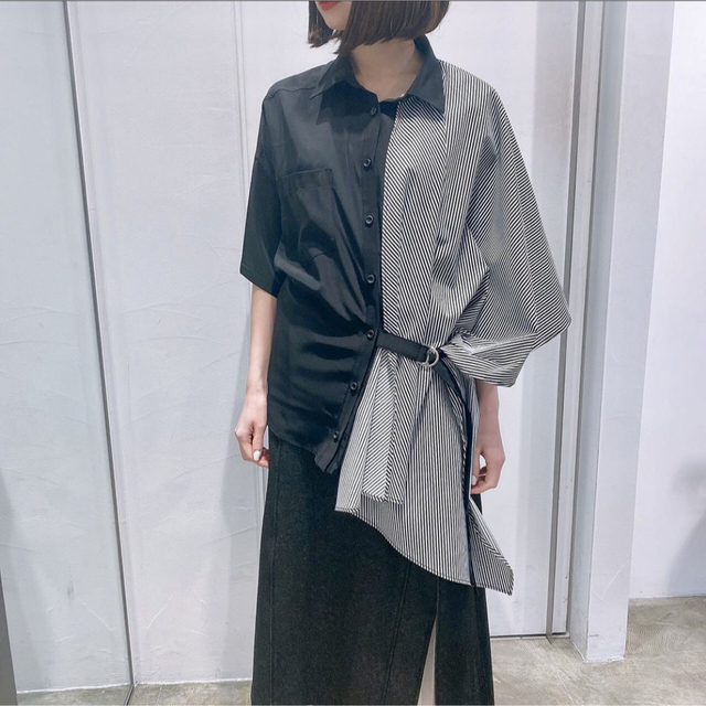 【美品】Whip staff  STOLE LAYERED SHIRT BLUE レディースのトップス(シャツ/ブラウス(半袖/袖なし))の商品写真