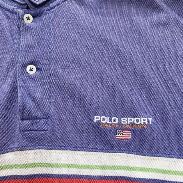 90s POLO SPORT ボーダー　刺繍　ポロシャツ　古着　ヴィンテージ
