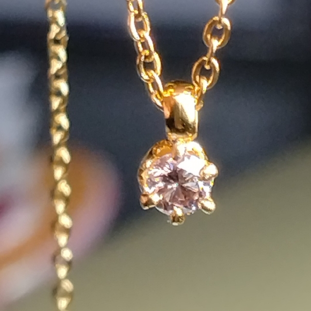 ブラウニッシュ　ピンクダイヤモンド　ネックレス ハンドメイドのアクセサリー(ネックレス)の商品写真