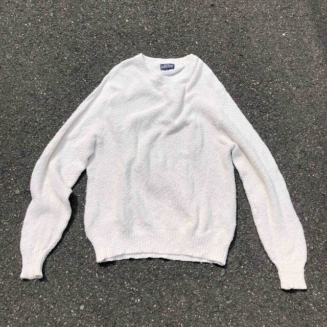 90s LAND'S END popcorn cotton knit USA製