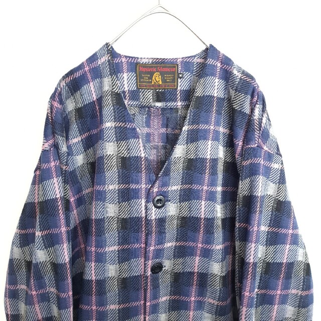 HYSTERIC GLAMOUR(ヒステリックグラマー)の【美品/美色】ヒステリックグラマー カーディガン チェック柄 ネイビー M メンズのトップス(カーディガン)の商品写真