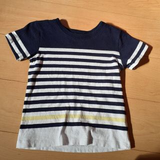 ムジルシリョウヒン(MUJI (無印良品))のネイビー×ホワイトのボーダー半袖Tシャツ　110　無印(Tシャツ/カットソー)