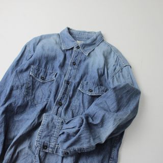 オムニゴッド(OMNIGOD)のOMNIGOD オムニゴッド DENIM DOUBLE POCKET WORK SHIRT デニムダブルポケットワークシャツ 3/インディゴ【2400013237116】(シャツ/ブラウス(長袖/七分))