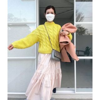 ザラ(ZARA)のZARA ケーブル　ニット　イエロー　S(ニット/セーター)