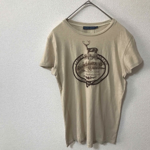 Ralph Lauren(ラルフローレン)のラルフローレン　RALPH LAUREN Tシャツ Lサイズ　ベージュ レディースのトップス(Tシャツ(半袖/袖なし))の商品写真