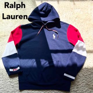 ポロラルフローレン(POLO RALPH LAUREN)の【希少デザイン】ポロラルフローレン パーカー フーディー トリコロール L(パーカー)