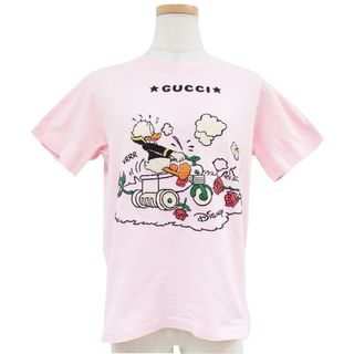 グッチ(Gucci)のGUCCI グッチ Disney ディズニー Tシャツ カットソー トップス ピンク XS 半袖 ドナルドダック 刺繍 ロゴ コットン 綿 キャラクター 可愛い 高級 ベーシック おしゃれ 小さいサイズ  着回し 春夏 ハイブランド ラグジュアリー シンプル【レディース】【中古】【K3661】(Tシャツ(半袖/袖なし))