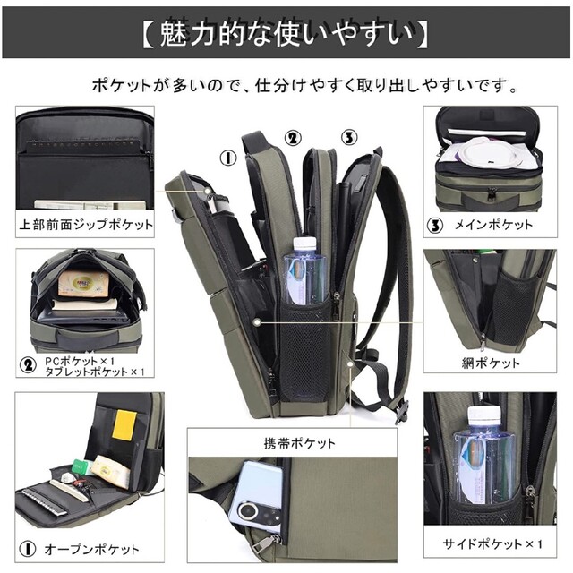 リュック リュックサック 防水 ビジネス 通学 大容量 参考価格 8990円 メンズのバッグ(バッグパック/リュック)の商品写真