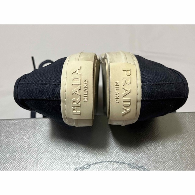 正規品 PRADA プラダ キャンバス スニーカー 40 ネイビー 付属品付