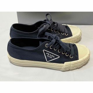正規品 PRADA プラダ キャンバス スニーカー 40 ネイビー 付属品付