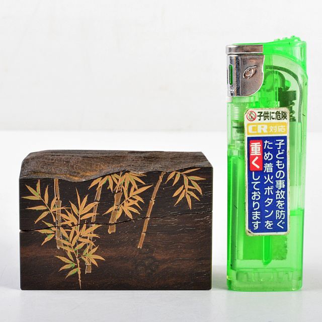 茶道具 蒔絵師 蓑輪一幸作 竹林蒔絵 割香合 共箱 V R5556の通販
