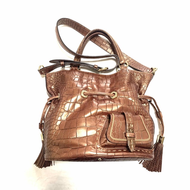 美品 Lancel ランセル 2way バッグ クロコ型押しレザー www