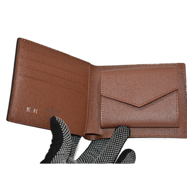 【イニシャル入り】LOUIS VUITTON, ポルトフォイユマルコNMM62288モノグラム/ブラウン系 コーティングキャンバス 財布 レディース レザー 二つ折り財布 人気 コンパクト 【中古】松山久万ノ台店
