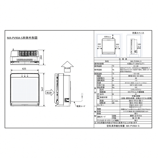 三菱電機(ミツビシデンキ)の1.けんちゃんさん専用 スマホ/家電/カメラの生活家電(空気清浄器)の商品写真