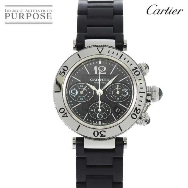 カルティエ Cartier パシャ シータイマー クロノグラフ W31088U2 メンズ 腕時計 デイト ラバー 自動巻き Pasha Seatimer VLP 90181488