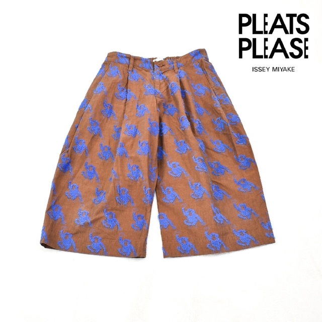 ☆PLEATS PLEASE イッセイミヤケ☆ ジャガード ハーフパンツ L 熱い