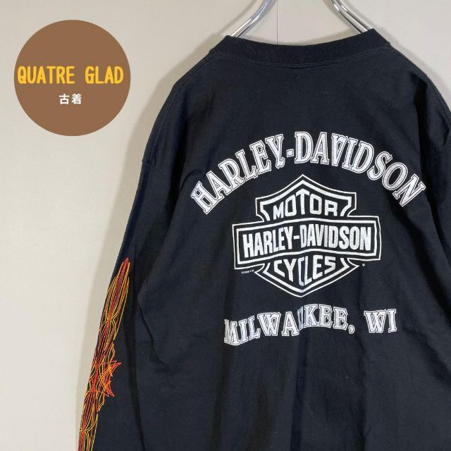 確かな-Harley Davidson - ハーレーダビッドソン 長袖Tシャツ 黒