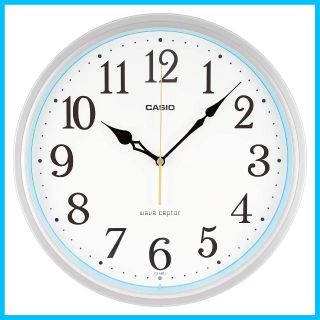 【即購入可】電波 シルバー 掛け時計 直径30.5cm アナログ CASIOカシ(置時計)