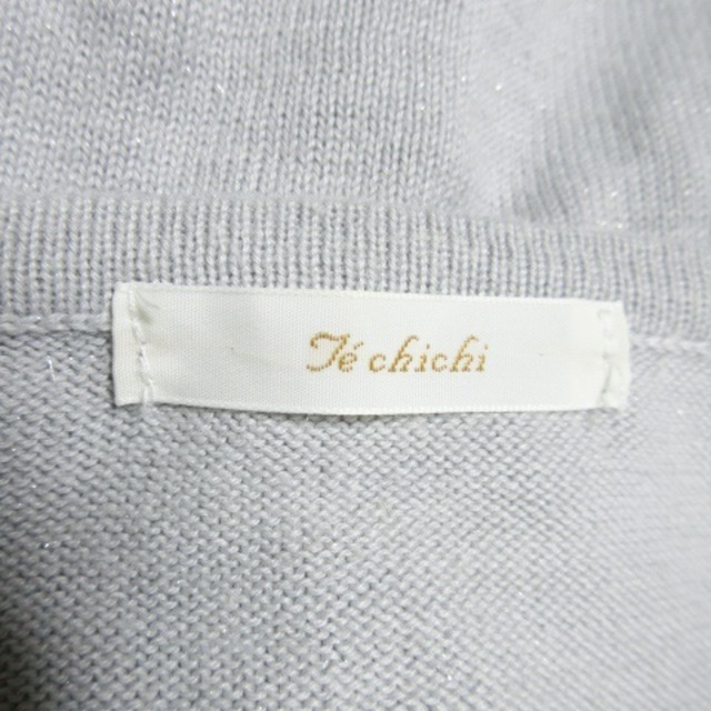 Techichi(テチチ)のテチチ カーディガン ニット ラウンドネック 長袖 ビジュー ラメ M グレー レディースのトップス(カーディガン)の商品写真