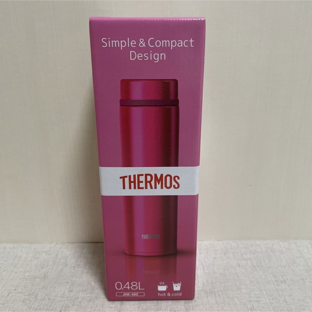 THERMOS(サーモス)の【新品未開封】サーモス　水筒　ストロベリーレッド　0.48L 保冷　保温　ピンク インテリア/住まい/日用品のキッチン/食器(弁当用品)の商品写真