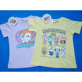 アンパンマン(アンパンマン)の新品　90cm　アンパンマン　女の子半袖Tシャツ2枚セット　パープル・Gイエロー(Tシャツ/カットソー)