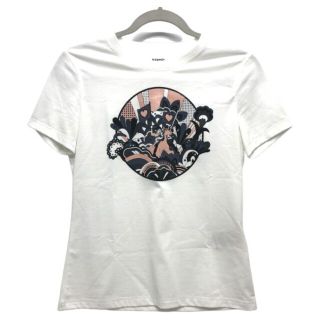 エルメス(Hermes)のエルメス HERMES カルトゥッシュ プリント カットソー トップス 半袖Ｔシャツ コットン ホワイト 美品(Tシャツ(半袖/袖なし))