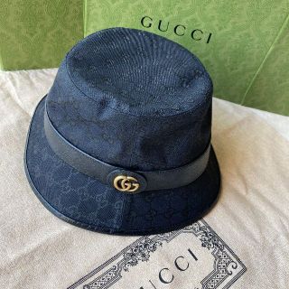 Gucci - GUCCI グッチ 帽子 バケットハット ブラック GGキャンバス